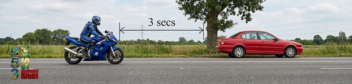 Three second rule for motorcycle following distance